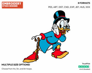 Scrooge Mcduck - Ducktales - Classic - TV Shows - Disney Embroidery Design in 3 sizes & 8 formats