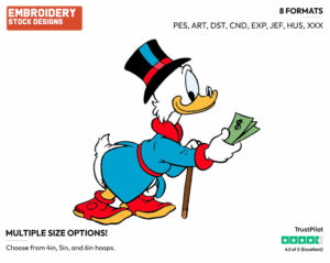 Scrooge Mcduck - Ducktales - Classic - TV Shows - Disney Embroidery Design in 3 sizes & 8 formats