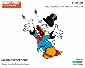 Scrooge Mcduck - Ducktales - Classic - TV Shows - Disney Embroidery Design in 3 sizes & 8 formats
