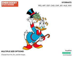 Scrooge Mcduck - Ducktales - Classic - TV Shows - Disney Embroidery Design in 3 sizes & 8 formats