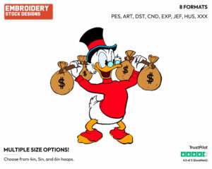 Scrooge Lifting Weights - Ducktales - Classic - TV Shows - Disney Embroidery Design in 3 sizes & 8 formats