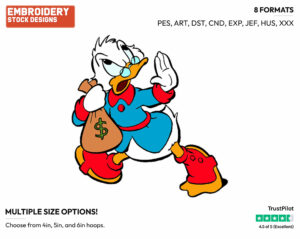 Scrooge Carrying Money Bag - Ducktales - Classic - TV Shows - Disney Embroidery Design in 3 sizes & 8 formats