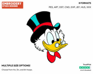 Scrooge Mcduck's Face - Ducktales - Classic - TV Shows - Disney Embroidery Design in 3 sizes & 8 formats