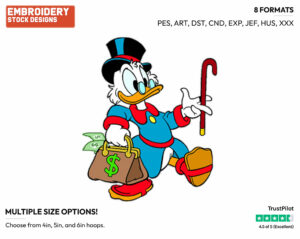 Scrooge Carrying Bag Of Money - Ducktales - Classic - TV Shows - Disney Embroidery Design in 3 sizes & 8 formats