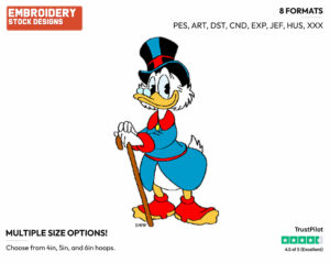 Scrooge - Ducktales - Classic - TV Shows - Disney Embroidery Design in 3 sizes & 8 formats