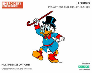 Scrooge - Ducktales - Classic - TV Shows - Disney Embroidery Design in 3 sizes & 8 formats