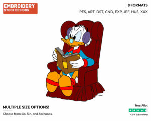 Scrooge Reading Book - Ducktales - Classic - TV Shows - Disney Embroidery Design in 3 sizes & 8 formats