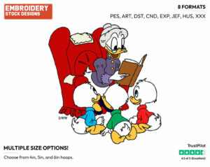 Grandma Duck Reading To Huey, Dewey, Louie - Ducktales - Classic - TV Shows - Disney Embroidery Design in 3 sizes & 8 formats