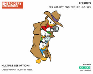 Huey, Dewey And Louie Playing Detective With A Flashlight And Magnifying Glass - Ducktales - Classic - TV Shows - Disney Embroidery Design in 3 sizes & 8 formats