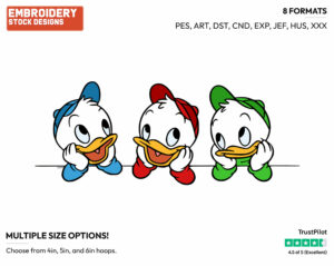 Huey, Dewey And Louie - Ducktales - Classic - TV Shows - Disney Embroidery Design in 3 sizes & 8 formats