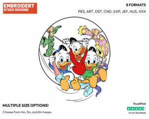 Huey, Dewey, Louie Hanging From Clothing Line - Ducktales - Classic - TV Shows - Disney Embroidery Design in 3 sizes & 8 formats