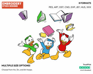 Huey, Dewey, Louie Celebrating Last School Day - Ducktales - Classic - TV Shows - Disney Embroidery Design in 3 sizes & 8 formats