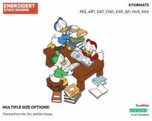 Huey, Dewey, Louie Studying - Ducktales - Classic - TV Shows - Disney Embroidery Design in 3 sizes & 8 formats