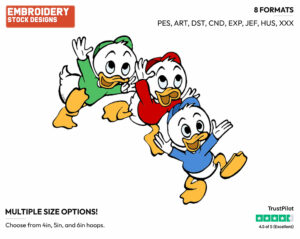 Huey, Dewey, Louie - Ducktales - Classic - TV Shows - Disney Embroidery Design in 3 sizes & 8 formats