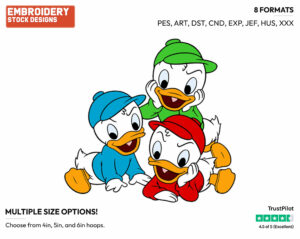 Huey, Dewey, Louie - Ducktales - Classic - TV Shows - Disney Embroidery Design in 3 sizes & 8 formats