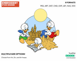 Huey, Dewey, Louie Playing In The Sand On The Beach - Ducktales - Classic - TV Shows - Disney Embroidery Design in 3 sizes & 8 formats