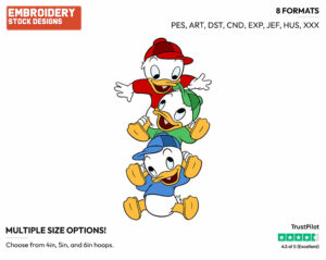 Huey, Dewey, Louie - Ducktales - Classic - TV Shows - Disney Embroidery Design in 3 sizes & 8 formats