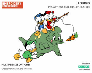 Huey, Dewey, Louie, Dinosaur - Ducktales - Classic - TV Shows - Disney Embroidery Design in 3 sizes & 8 formats