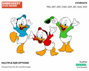 Huey, Dewey, Louie - Ducktales - Classic - TV Shows - Disney Embroidery Design in 3 sizes & 8 formats