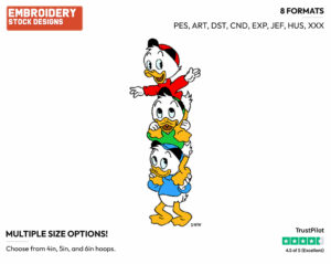 Huey, Dewey, Louie - Ducktales - Classic - TV Shows - Disney Embroidery Design in 3 sizes & 8 formats