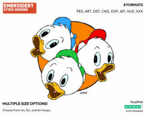 Huey, Dewey, Louie - Ducktales - Classic - TV Shows - Disney Embroidery Design in 3 sizes & 8 formats