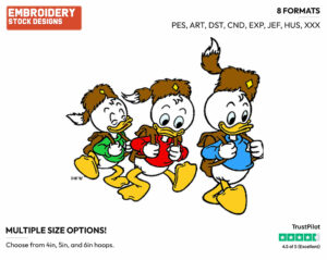 Huey, Dewey, Louie Scouts - Ducktales - Classic - TV Shows - Disney Embroidery Design in 3 sizes & 8 formats