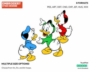 Huey, Dewey, Louie - Ducktales - Classic - TV Shows - Disney Embroidery Design in 3 sizes & 8 formats