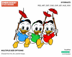 Huey, Dewey, Louie - Ducktales - Classic - TV Shows - Disney Embroidery Design in 3 sizes & 8 formats