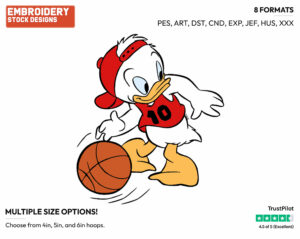 Huey Dribbling Basketball - Ducktales - Classic - TV Shows - Disney Embroidery Design in 3 sizes & 8 formats