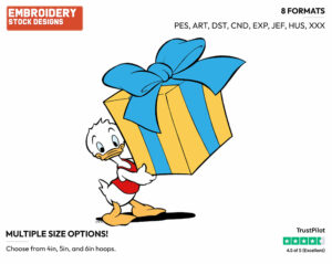 Huey Holding A Giant Wrapped Present - Ducktales - Classic - TV Shows - Disney Embroidery Design in 3 sizes & 8 formats