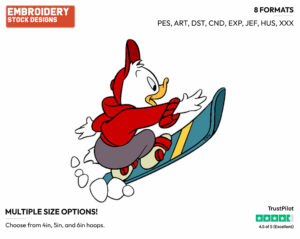 Huey Skateboarding - Ducktales - Classic - TV Shows - Disney Embroidery Design in 3 sizes & 8 formats
