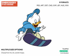 Dewey Skateboarding - Ducktales - Classic - TV Shows - Disney Embroidery Design in 3 sizes & 8 formats