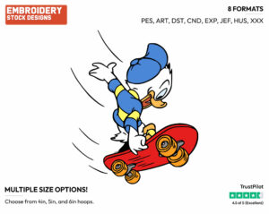 Dewey Skateboarding - Ducktales - Classic - TV Shows - Disney Embroidery Design in 3 sizes & 8 formats