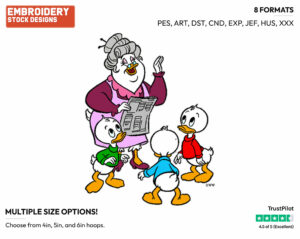 Mrs. Beakly, Huey, Dewey, Louie - Ducktales - Classic - TV Shows - Disney Embroidery Design in 3 sizes & 8 formats