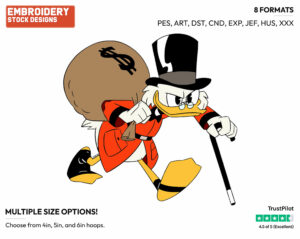 Scrooge Mcduck Carrying Bag Of Money - Ducktales - Modern - TV Shows - Disney Embroidery Design in 3 sizes & 8 formats
