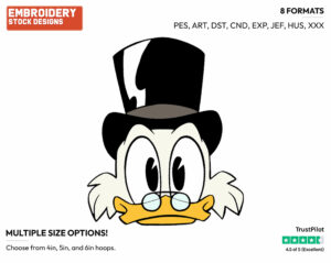 Scrooge Mcduck's Face - Ducktales - Modern - TV Shows - Disney Embroidery Design in 3 sizes & 8 formats