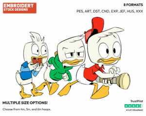 Huey, Dewey, Louie On An Adventure - Ducktales - Modern - TV Shows - Disney Embroidery Design in 3 sizes & 8 formats