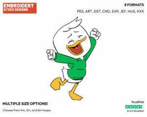 Louie Cheering - Ducktales - Modern - TV Shows - Disney Embroidery Design in 3 sizes & 8 formats