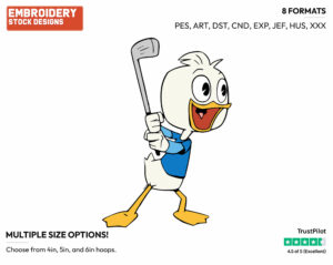 Dewey Swinging A Golf Club - Ducktales - Modern - TV Shows - Disney Embroidery Design in 3 sizes & 8 formats