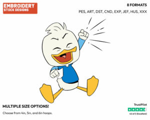 Dewey Cheering - Ducktales - Modern - TV Shows - Disney Embroidery Design in 3 sizes & 8 formats