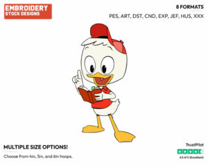 Huey Reading A Book - Ducktales - Modern - TV Shows - Disney Embroidery Design in 3 sizes & 8 formats