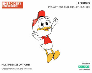 Huey Cheering - Ducktales - Modern - TV Shows - Disney Embroidery Design in 3 sizes & 8 formats