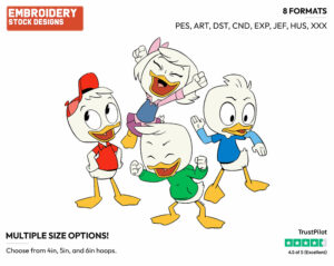 Huey, Dewey, Louie, Webby - Ducktales - Modern - TV Shows - Disney Embroidery Design in 3 sizes & 8 formats