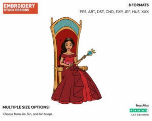 Elena On Her Throne - Elena of Avalor - TV Shows - Disney Embroidery Design in 3 sizes & 8 formats