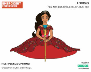 Elena Ball Gown Sceptre - Elena of Avalor - TV Shows - Disney Embroidery Design in 3 sizes & 8 formats