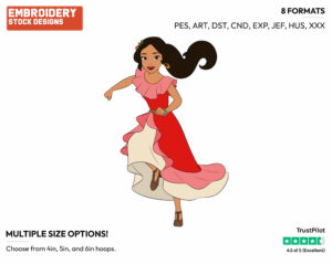 Elena Running - Elena of Avalor - TV Shows - Disney Embroidery Design in 3 sizes & 8 formats
