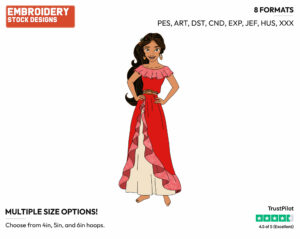 Princess Elena - Elena of Avalor - TV Shows - Disney Embroidery Design in 3 sizes & 8 formats
