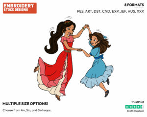Elena, Isabel Dancing - Elena of Avalor - TV Shows - Disney Embroidery Design in 3 sizes & 8 formats