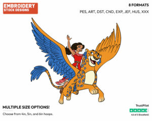 Elena Riding Skylar - Elena of Avalor - TV Shows - Disney Embroidery Design in 3 sizes & 8 formats