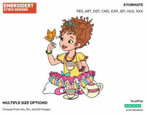 Fancy Nancy Having Tea - Fancy Nancy - TV Shows - Disney Embroidery Design in 3 sizes & 8 formats